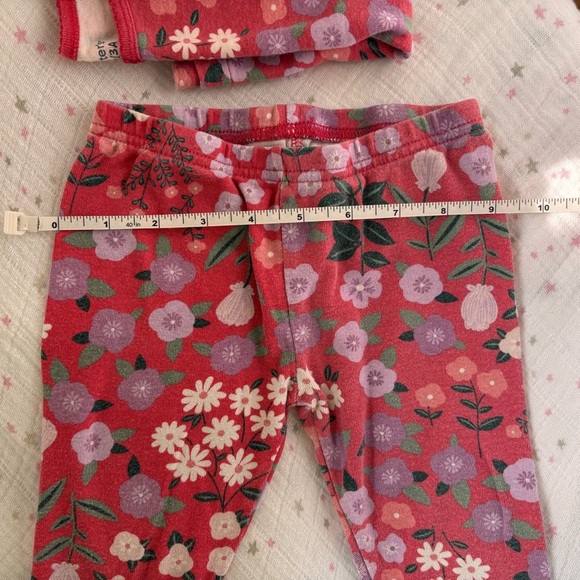 ⭒ 3T Carter's Red Floral Two Piece Set Pretty Bow Long Sleeves Pink Purple ⭒ - Picture 14 of 16
